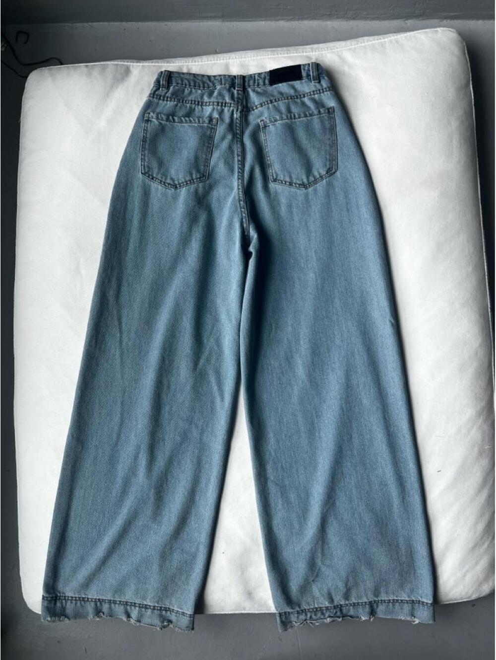 -LOVE FOR HUMANITY BAGGY BLUE WIDE LEG JEANS